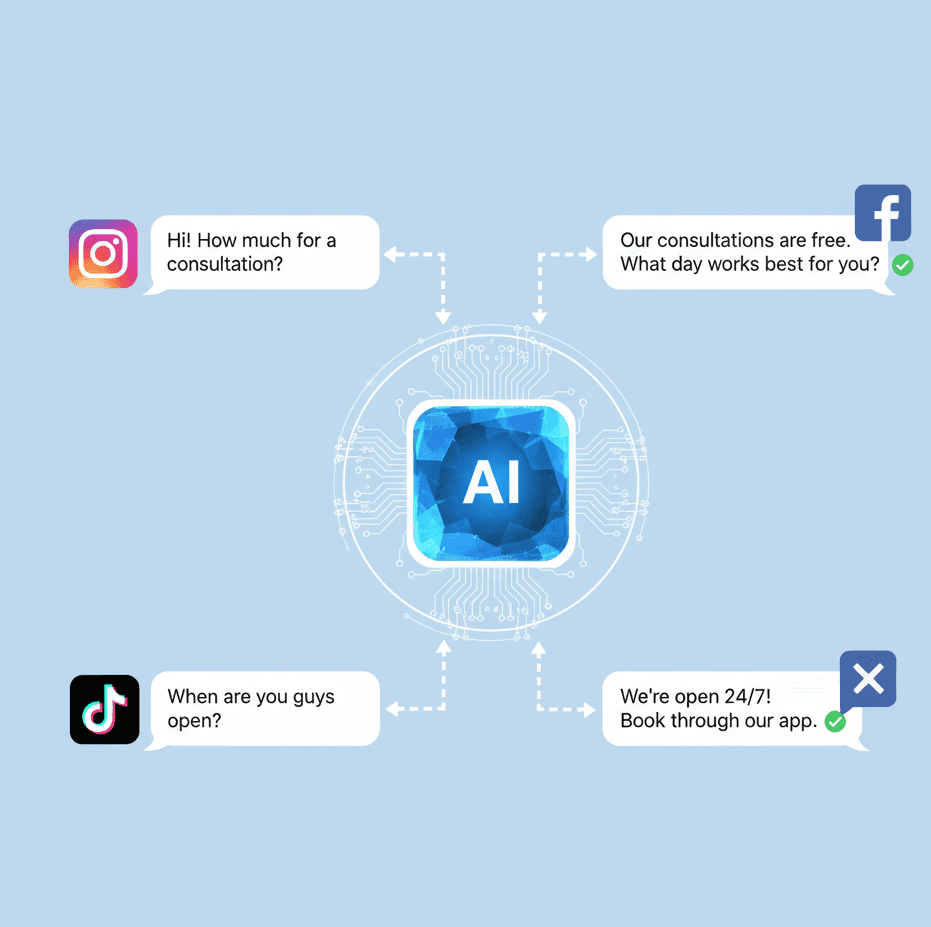 Social media messaging automation illustration